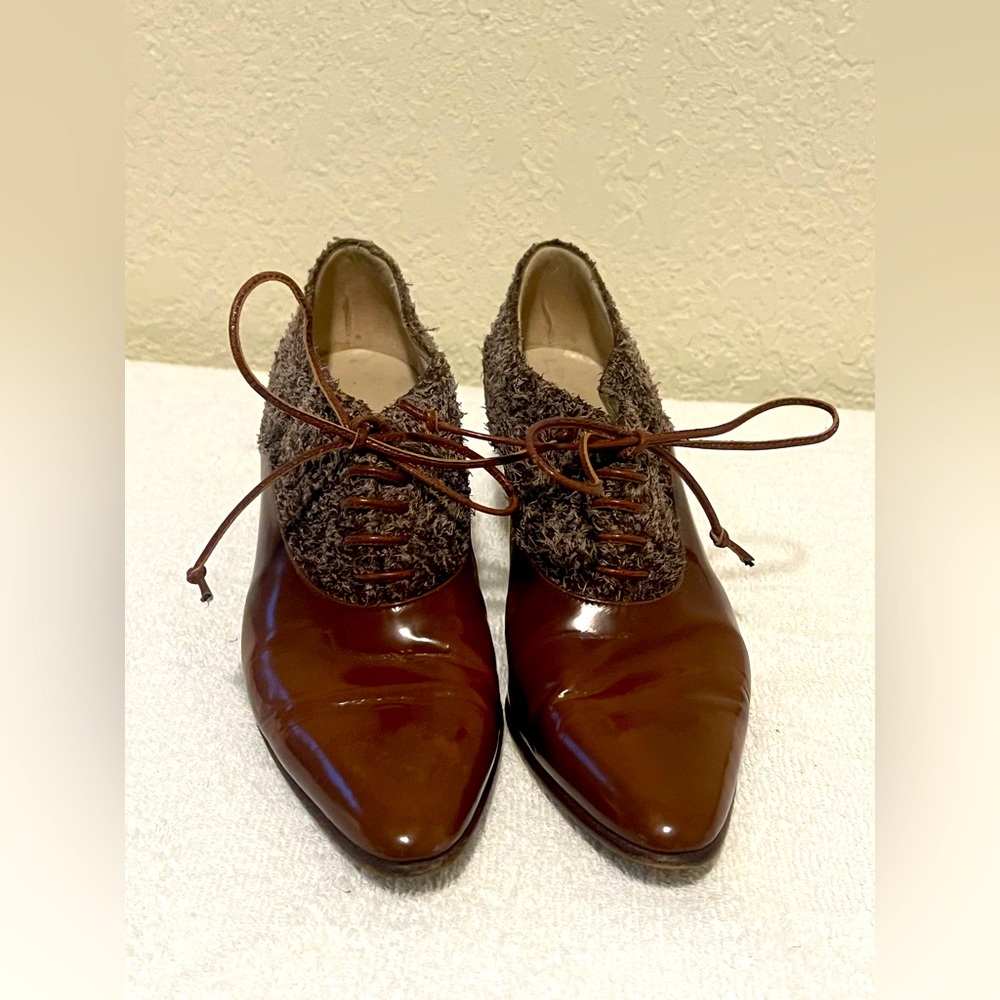 BALLY Italy Classic “GRACE” Leather Tie-Up Kitten Heel Shoes 6.5 M